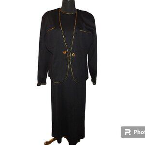 Schrader Knit Vintage 2 Piece Dress & Jacket Size 12